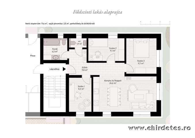 Eladó 72m2es 4 szobás lakás Csíksomlyón Eladó 72m2es 4 szobás lakás Csíksomlyón